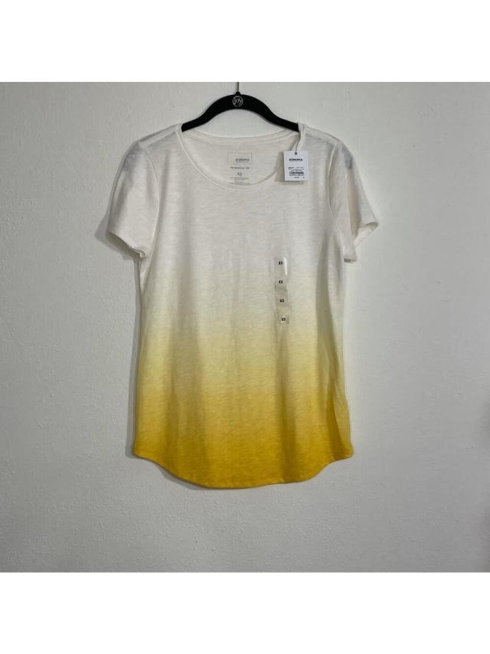 Sonoma Ombre Tee Shirt Yellow White Scoop Neck XS NWT